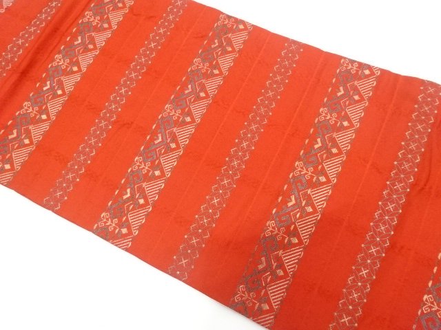 JAPANESE KIMONO / NAGOYA OBI / WOVEN ARABESQUE PLANT & SHIPPO 